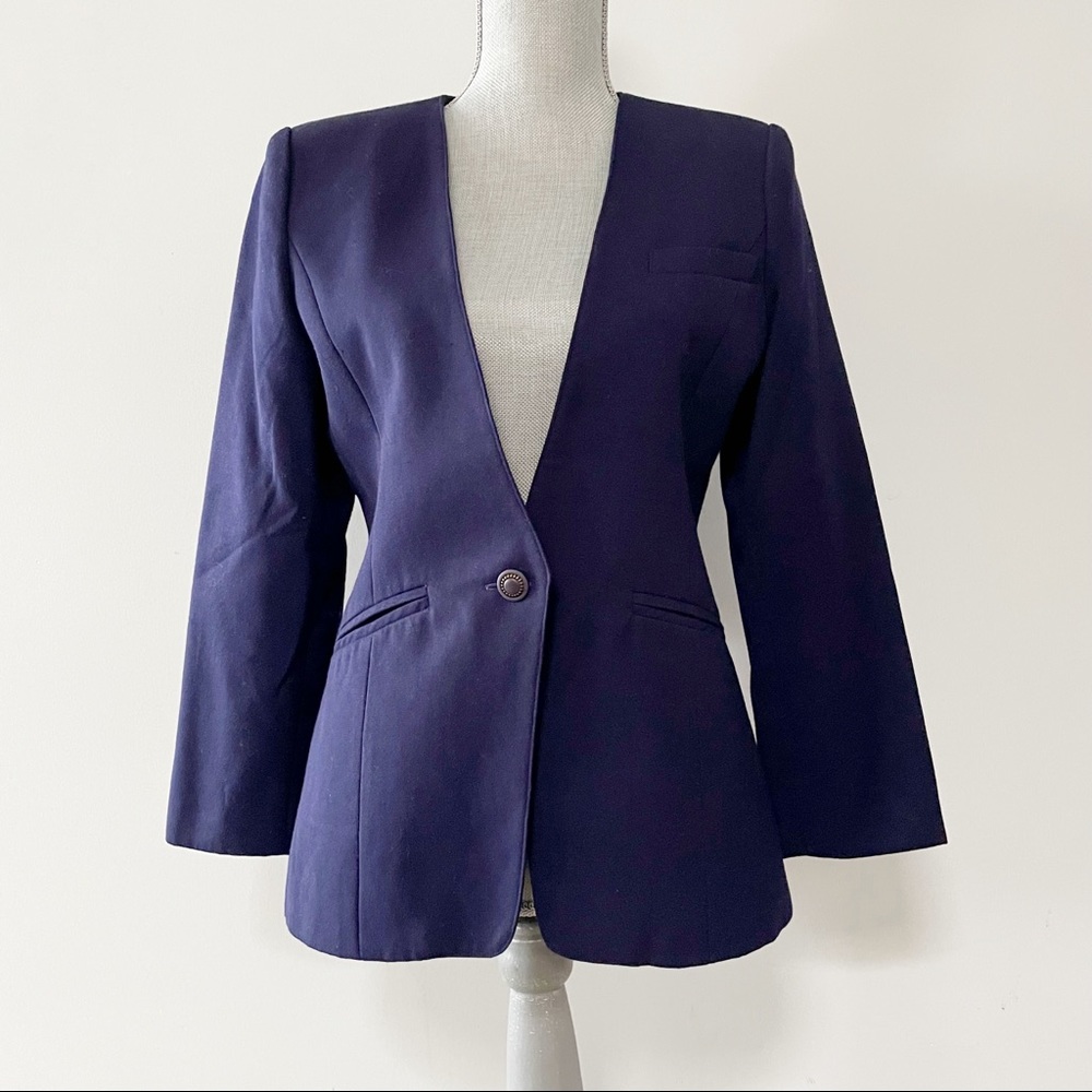 Thierry Mugler navy blazer vintage 1970-1990s one button designer